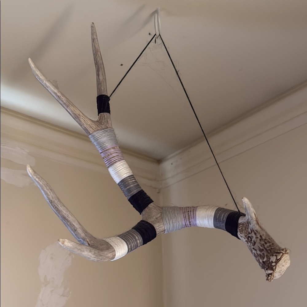 Decorative Antler Wall Art with Black and Gray Accents